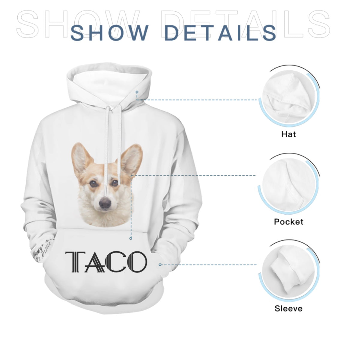 Custom pet portrait hoodie